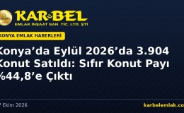 Konya’da Eylül 2026’da 3.904 Konut Satıldı: Sıfır Konut Payı %44,8’e Çıktı